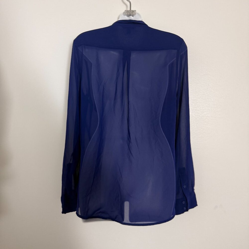 American Eagle Outfitters Sheer Cobalt Blouse | Button Front | Size M - Picture 4 of 10